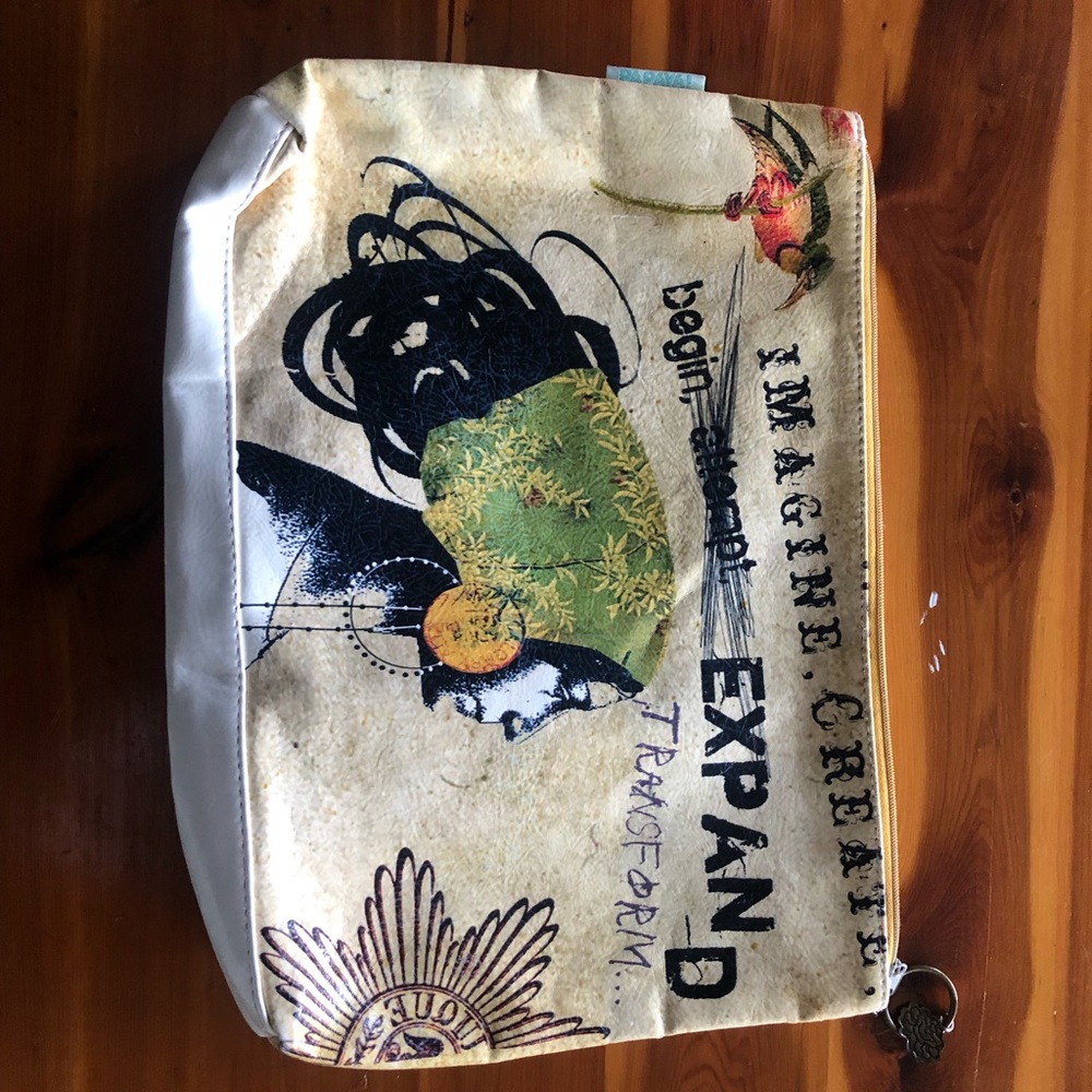 Stunning papaya Art vegan clutch